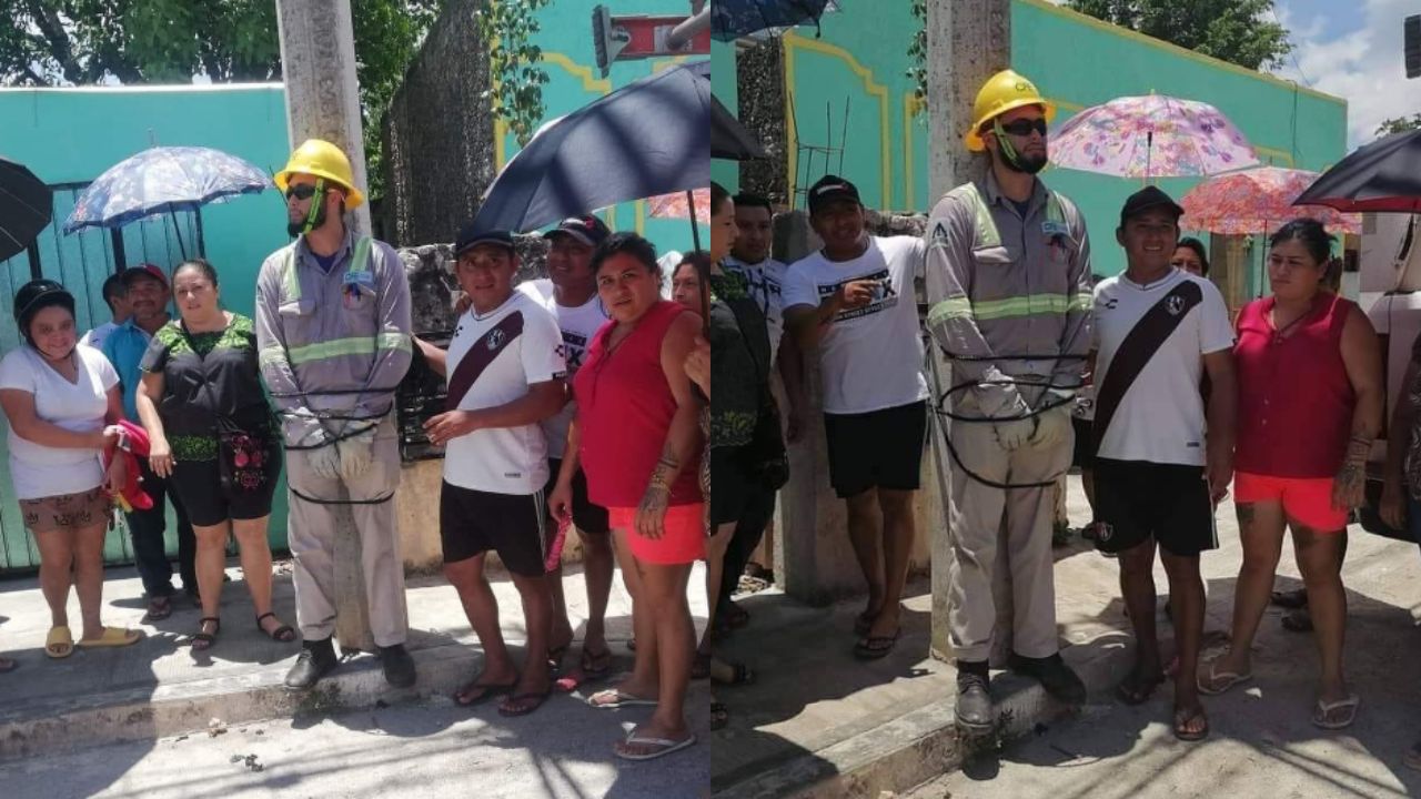 Vecinos amarran a trabajador de la CFE tras no tener luz, en Yucatán
