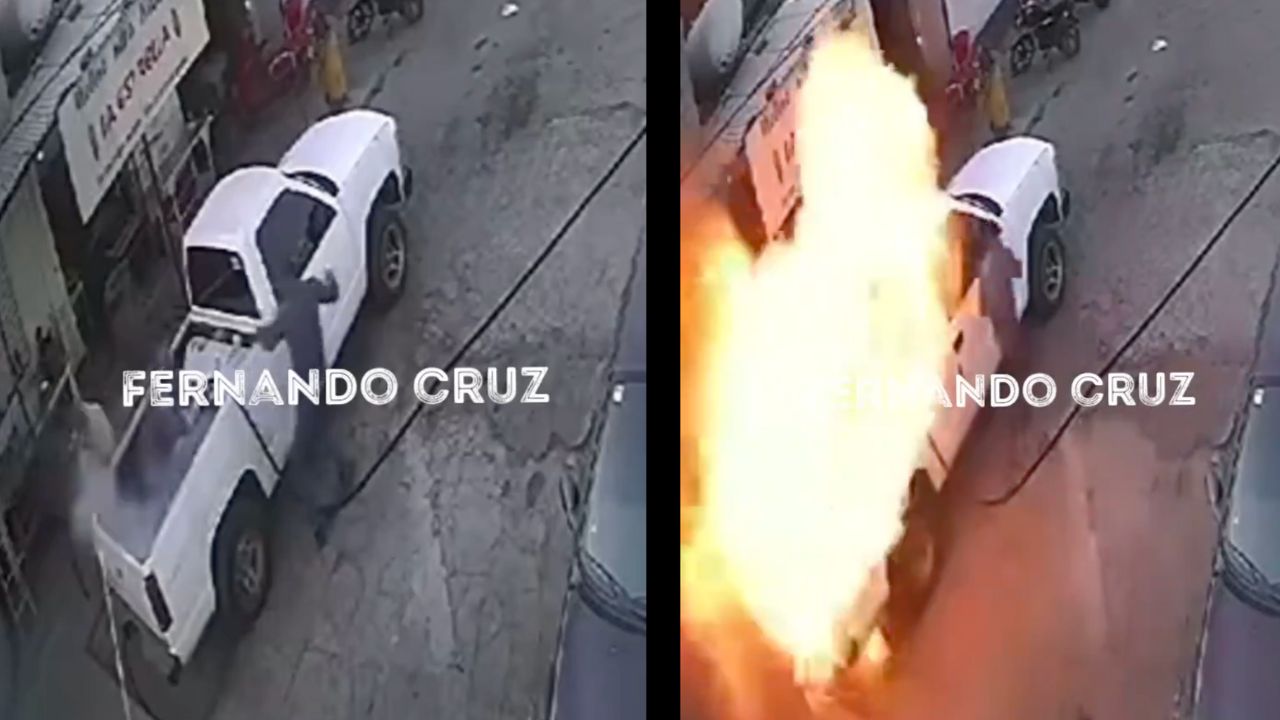 Explota camioneta cuando era abastecida de gas en Ecatepec