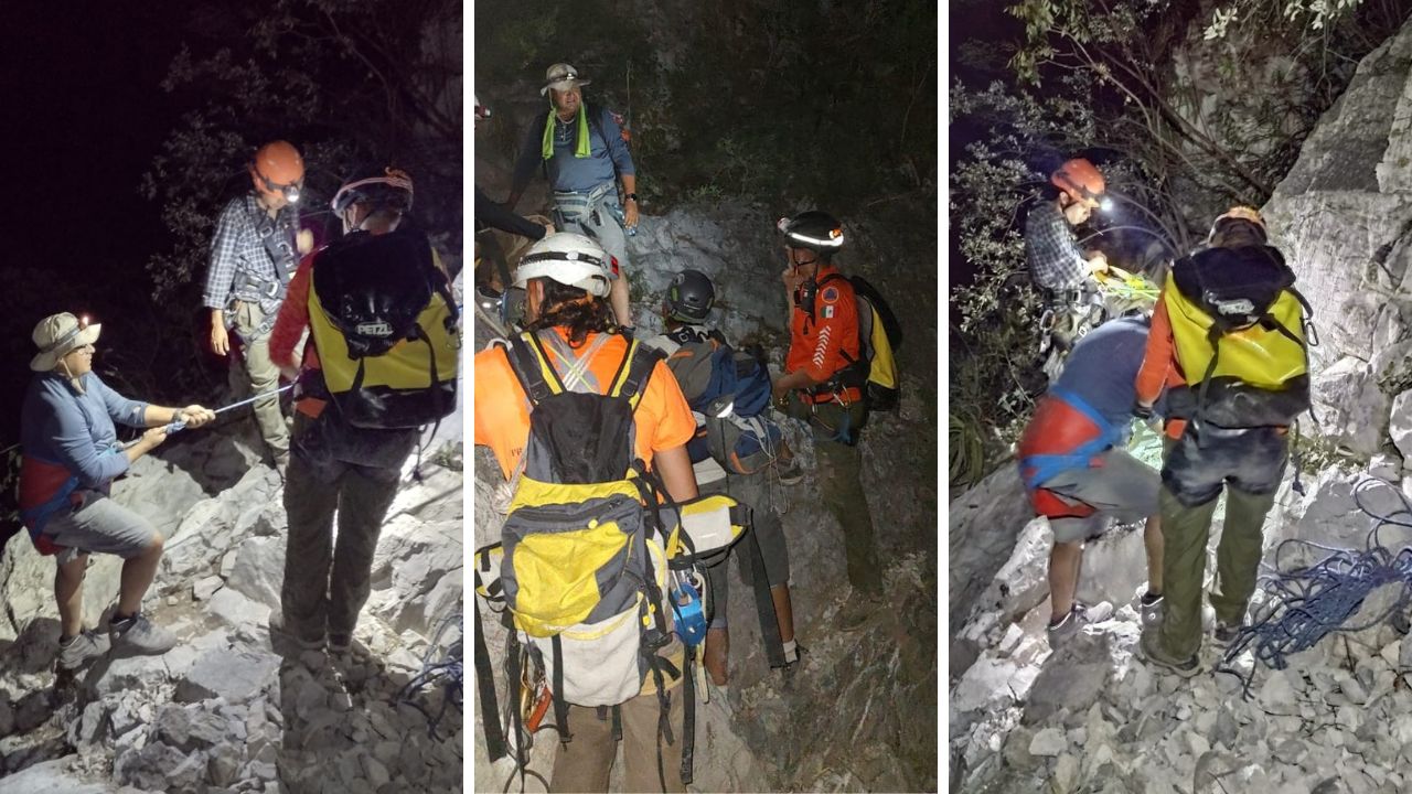 Rescatan rappelistas atrapados en la Cueva de la Virgen en NL