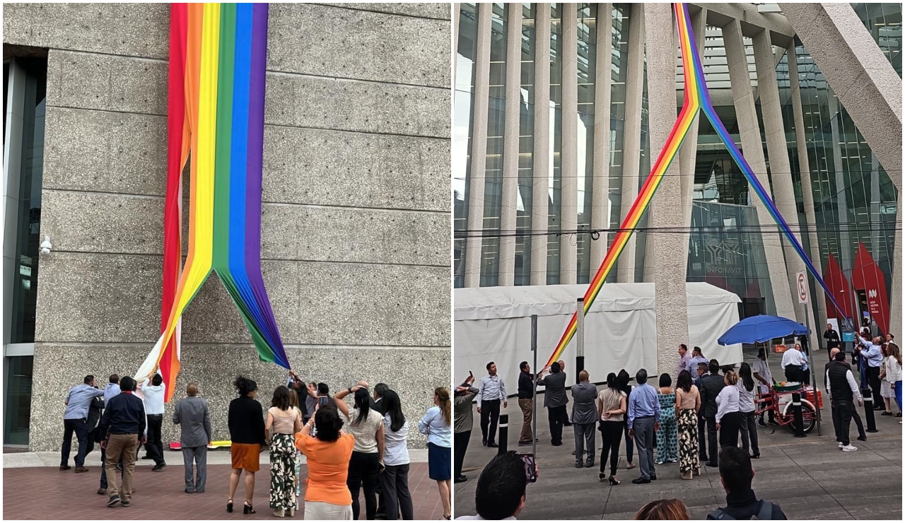 Sindicato del Infonavit rompe banderas LGBTI+ colgadas en oficinas
