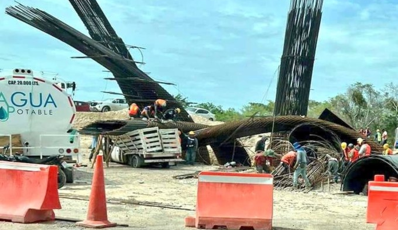 Lluvias provocan colapso de sección de puente del tramo 7 del Tren Maya