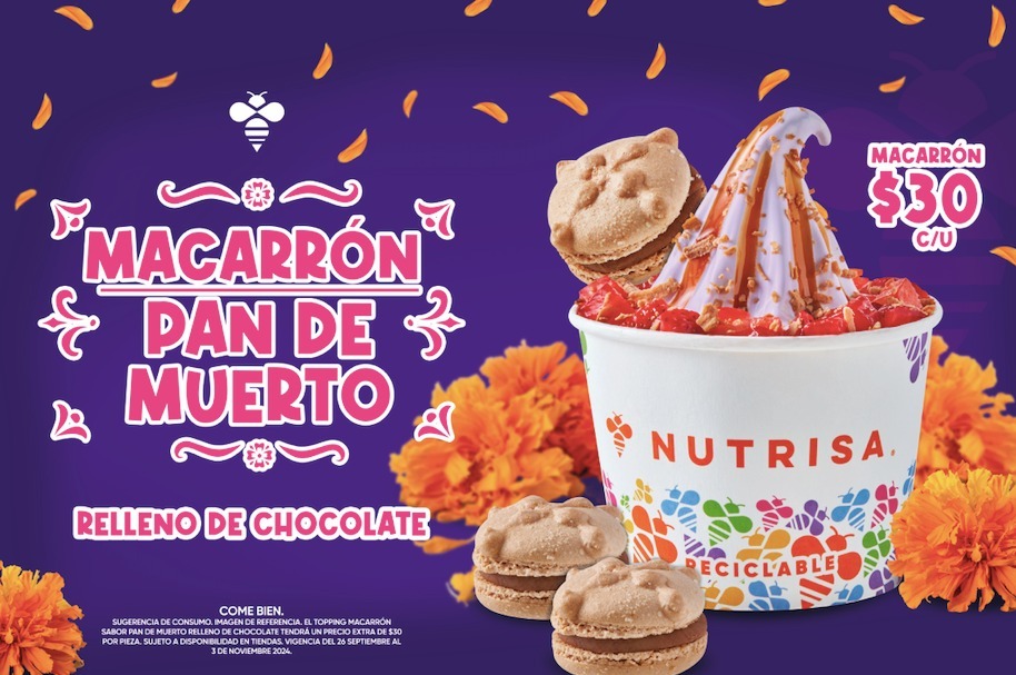 Llegó la temporada de pan de muerto en forma de macarrón a Nutrisa