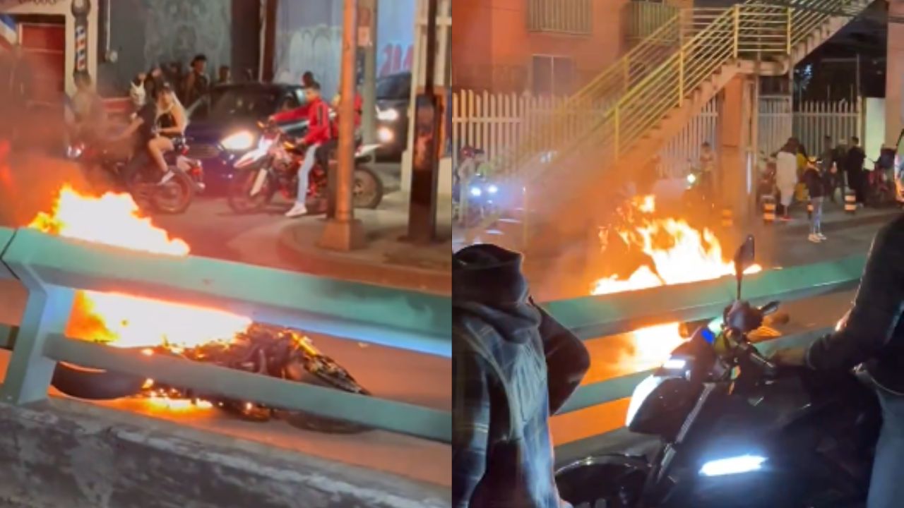 Motocicleta se incendia en Tlalpan durante la “Rodada del Terror” en CDMX