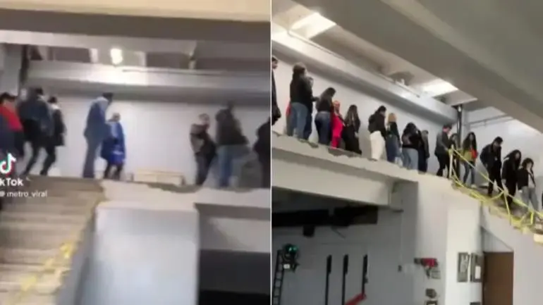 Escaleras sin barandal en el Metro Ciudad Deportiva causan alarma