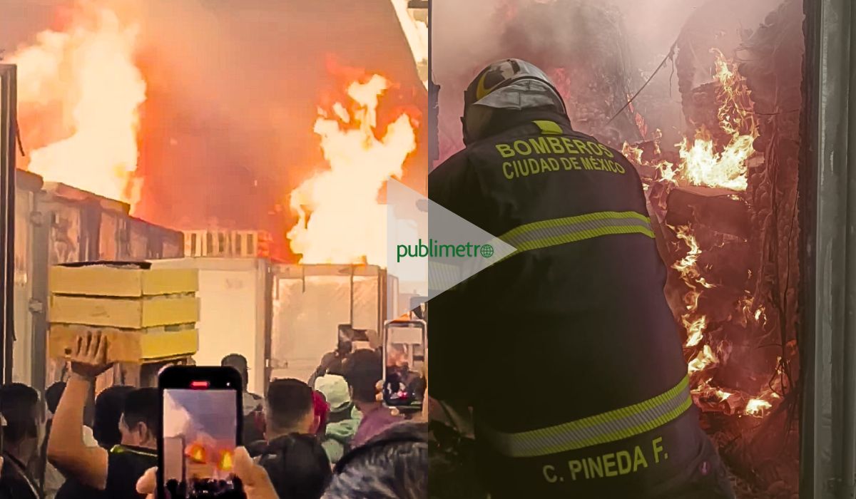 Incendio destruye tres cajas de tráiler en la Central de Abasto de Iztapalapa