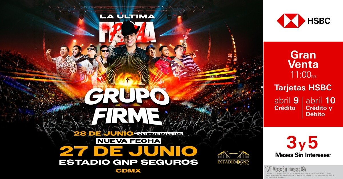 Grupo Firme anuncia una noche más en el Estadio GNP Seguros
