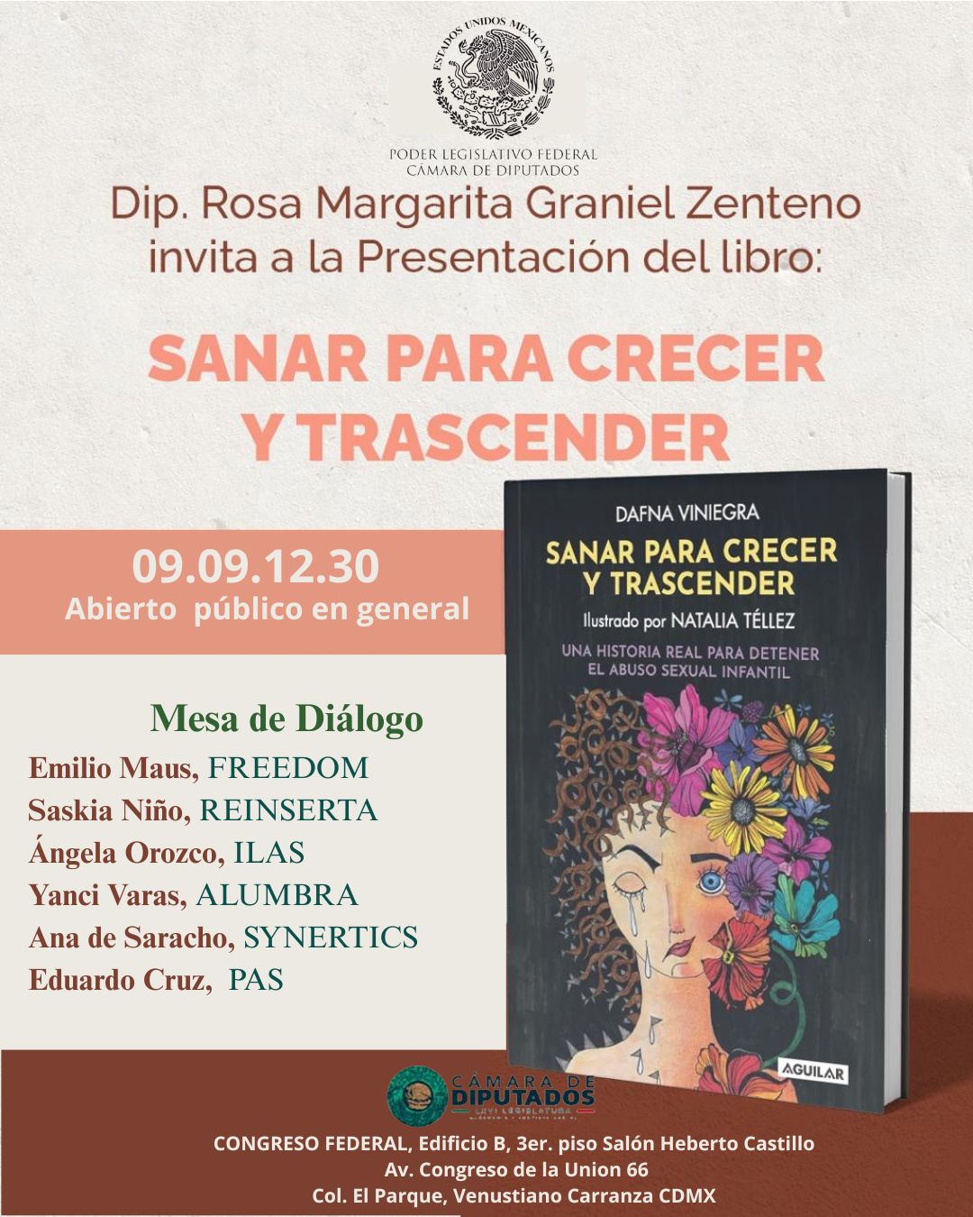 Ilas te invita  a la Presentación  del libro «Sanar para Crecer y Trascender» para romper el silencio sobre el abuso sexual infantil