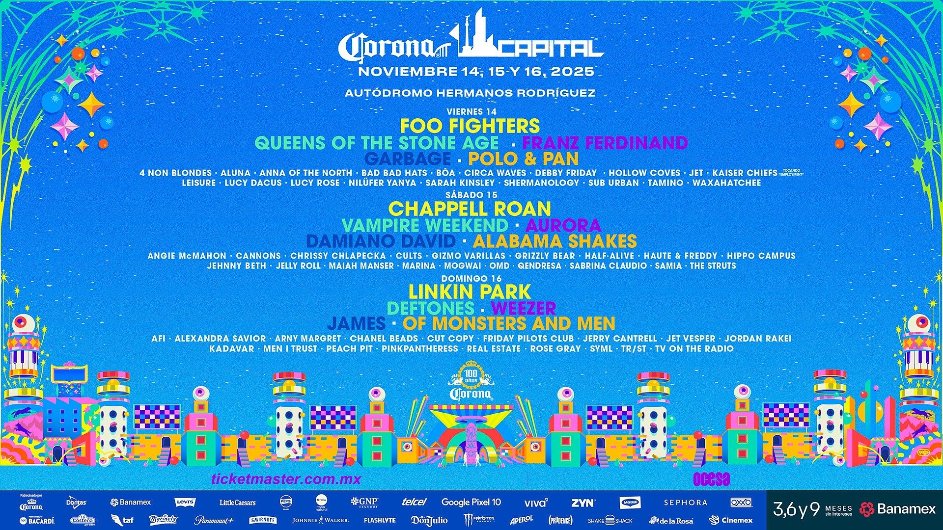 Corona Capital 2025 sigue creciendo para ti: Cannons, Arny Magret y Real Estate se suman al cartel